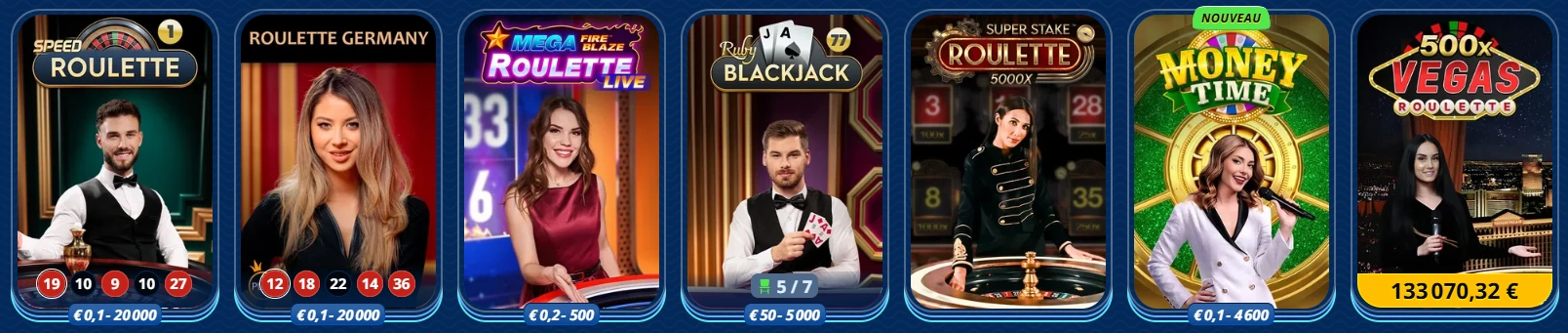 Plateforme SGCasino avec jeux en direct