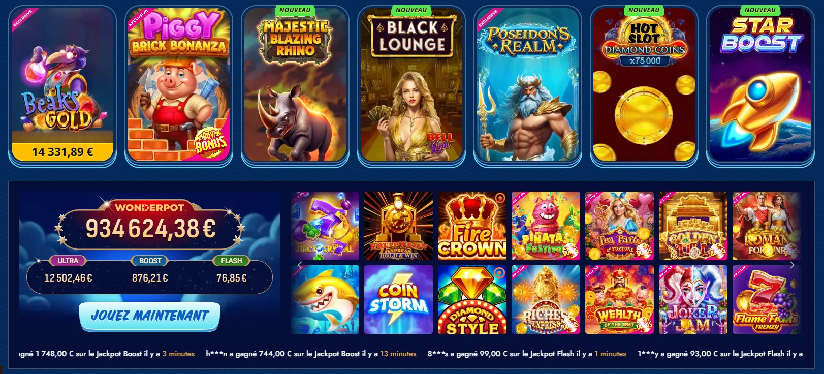 Catalogue de jeux SGCasino